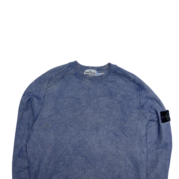 Stone Island Blue Dust Treatment Cotton Crewneck Sweatshirt