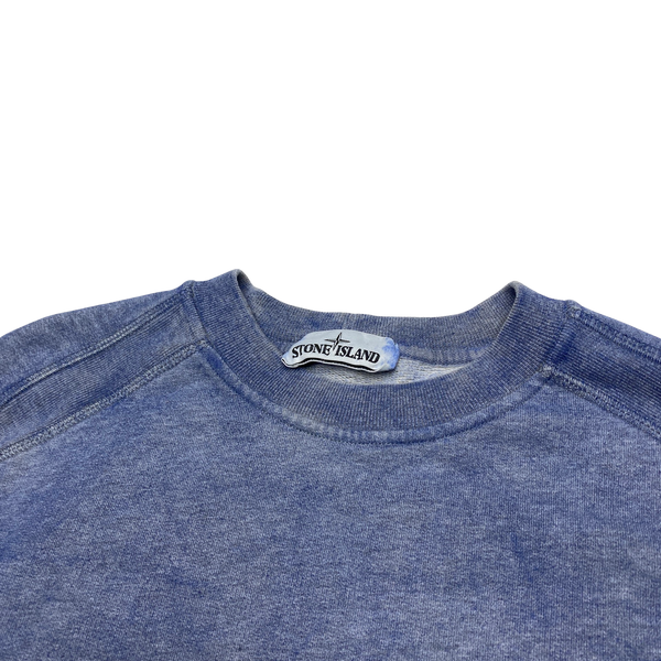 Stone Island Blue Dust Treatment Cotton Crewneck Sweatshirt