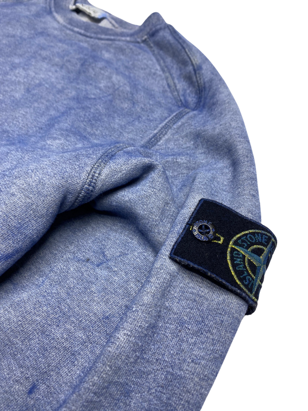 Stone Island Blue Dust Treatment Cotton Crewneck Sweatshirt