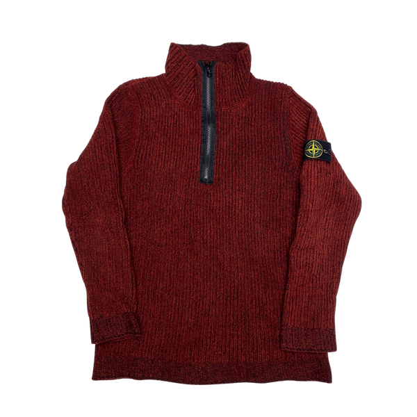 Stone Island 2002 Vintage Two Tone Red Knitted Pullover