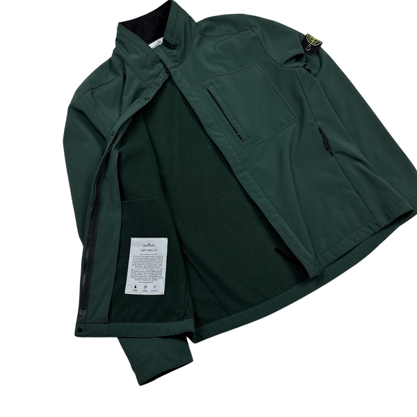 Stone Island 2016 Bottle Green Fleece Lined Soft Shell Jacket - XL