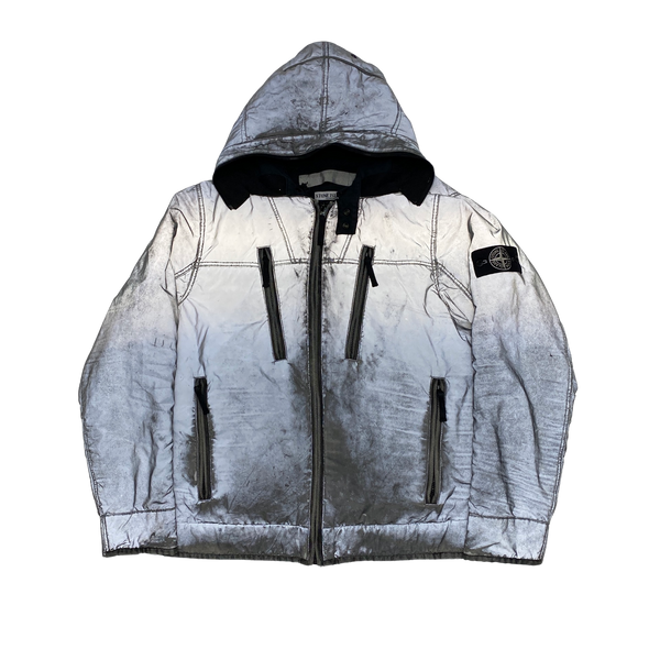 Stone Island Liquid Reflective Silver Fleece Lined Jacket