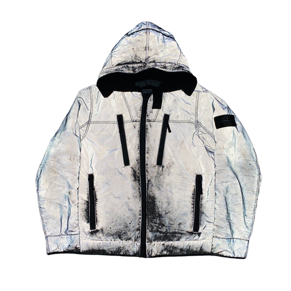 Stone Island Liquid Reflective Silver Fleece Lined Jacket