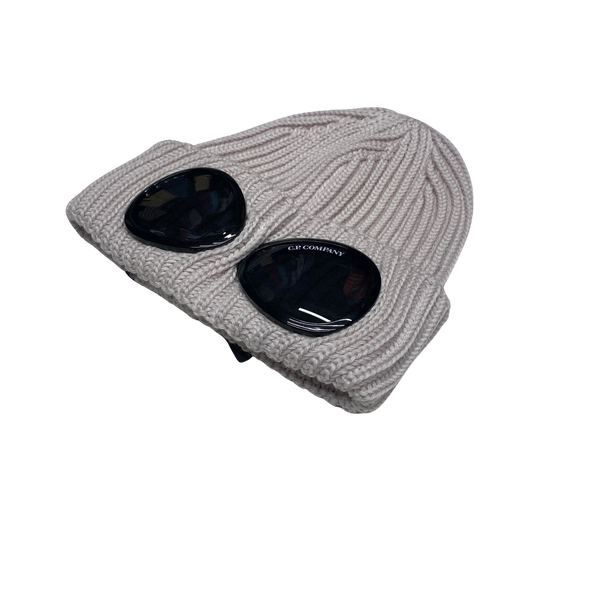 CP Company Cream Fine Marino Wool Goggle Beanie