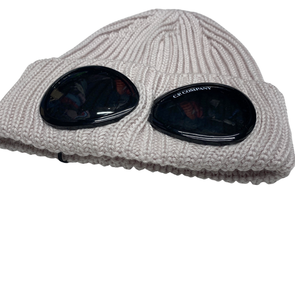 CP Company Cream Fine Marino Wool Goggle Beanie