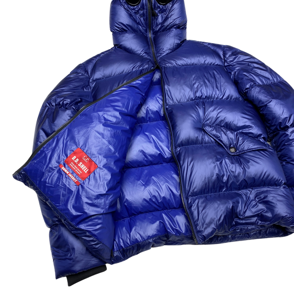 CP Company Blue D Down Shell Goggle Puffer Jacket