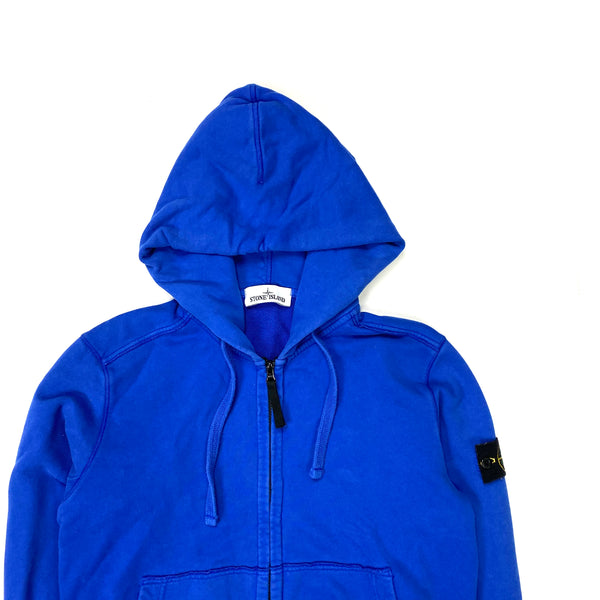 Stone Island Blue Hooded Zip Up Jumper