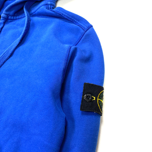 Stone Island Blue Hooded Zip Up Jumper