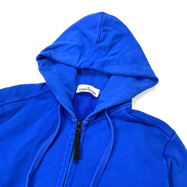 Stone Island Blue Hooded Zip Up Jumper