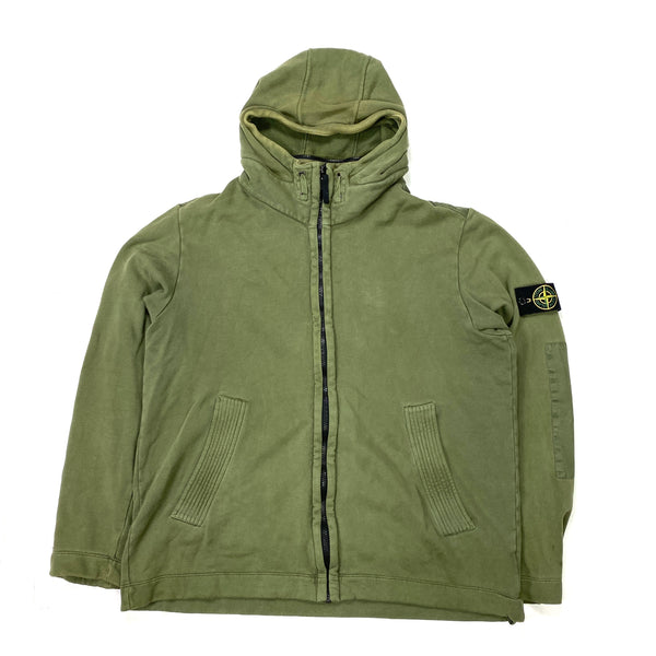 Stone Island Thick Cotton Olive Hooded Jumper