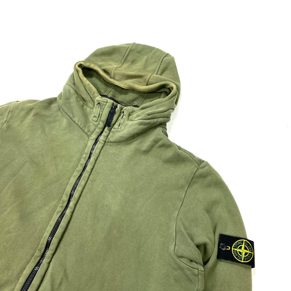 Stone Island Thick Cotton Olive Hooded Jumper