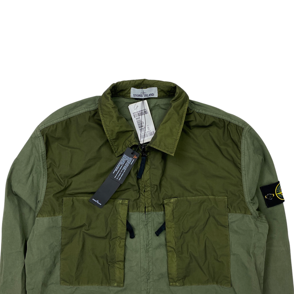 Stone Island Army Green Zipped Overshirt Jacket