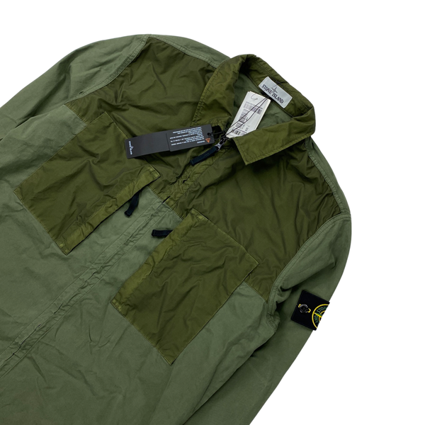 Stone Island Army Green Zipped Overshirt Jacket