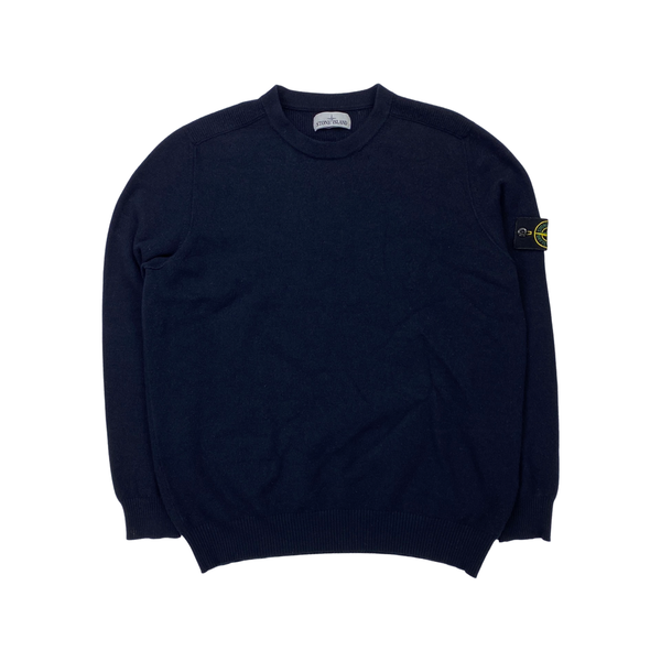 Stone Island Navy Blue Wool Crewneck Jumper