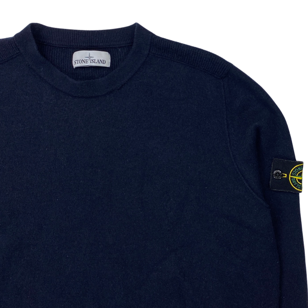 Stone Island Navy Blue Wool Crewneck Jumper