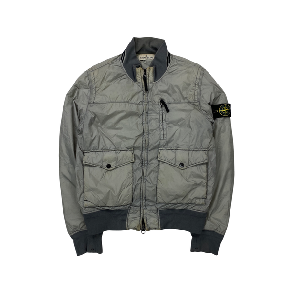 Stone Island Grey Garment Dyed Nylon Tela Quilted Jacket