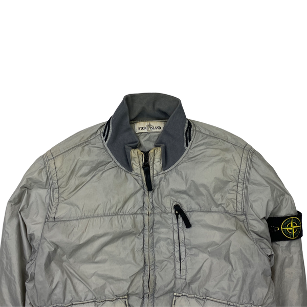 Stone Island Grey Garment Dyed Nylon Tela Quilted Jacket