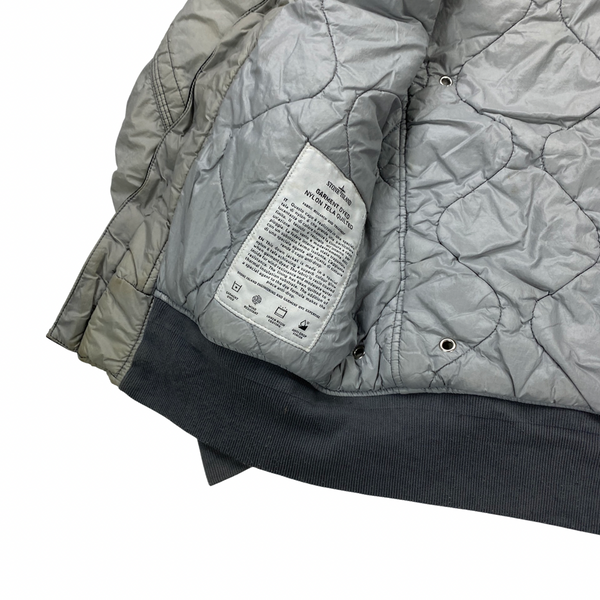 Stone Island Grey Garment Dyed Nylon Tela Quilted Jacket