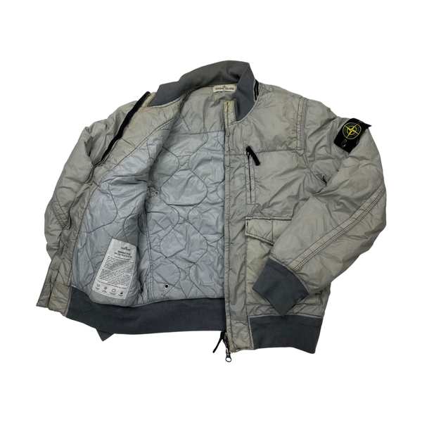 Stone Island Grey Garment Dyed Nylon Tela Quilted Jacket