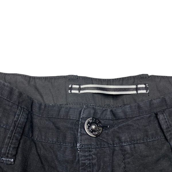 Stone Island Black Rip Stop Cotton Cargo Trousers