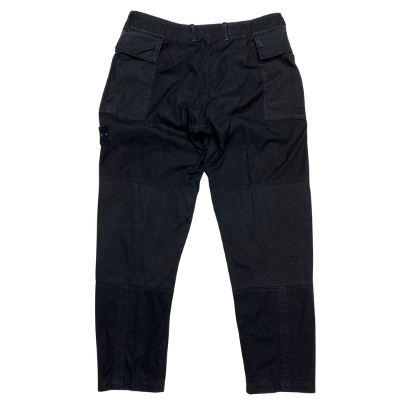 Stone Island Black Rip Stop Cotton Cargo Trousers