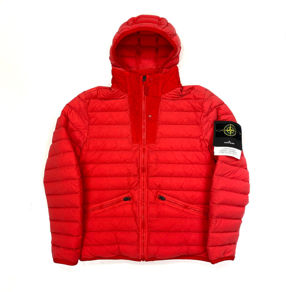 Stone Island Red Loom Woven Down Chambers Stretch Nylon Jacket