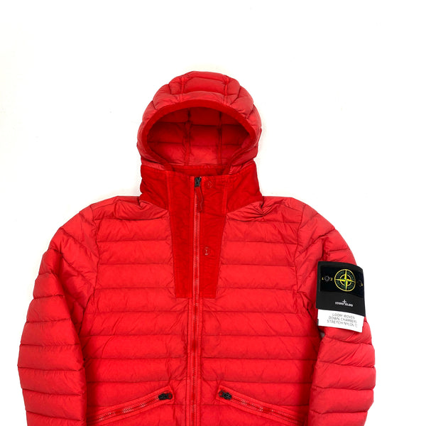 Stone Island Red Loom Woven Down Chambers Stretch Nylon Jacket