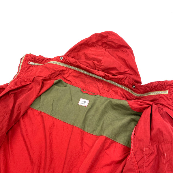 CP Company Red Nylon Shimmer Goggle Jacket