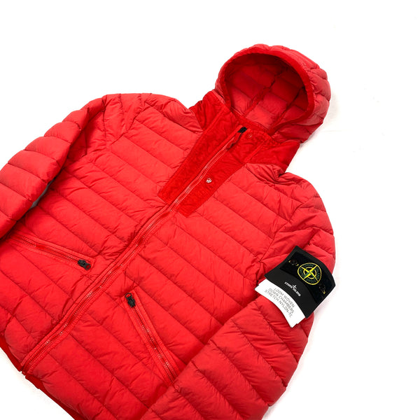 Stone Island Red Loom Woven Down Chambers Stretch Nylon Jacket