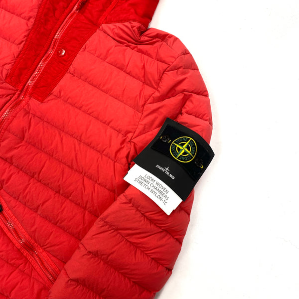 Stone Island Red Loom Woven Down Chambers Stretch Nylon Jacket