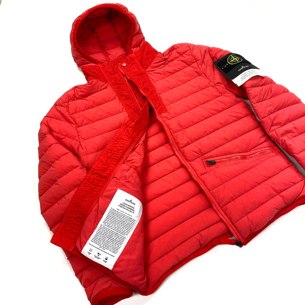 Stone Island Red Loom Woven Down Chambers Stretch Nylon Jacket