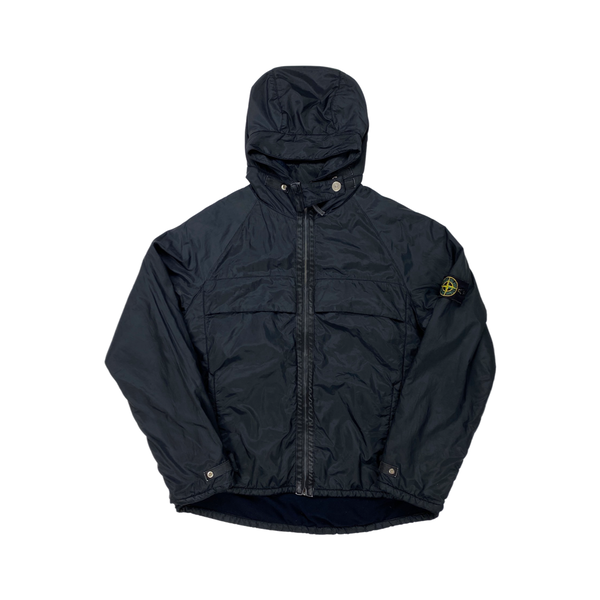 Stone Island Black Vintage Fleece Lined Nylon Hooded Jacket