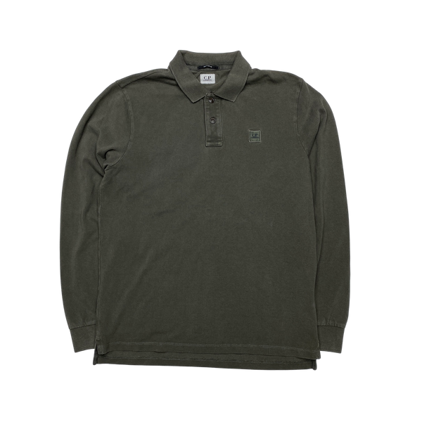CP Company Khaki Cotton Longsleeve Polo