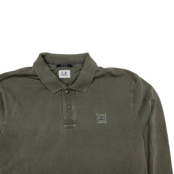 CP Company Khaki Cotton Longsleeve Polo