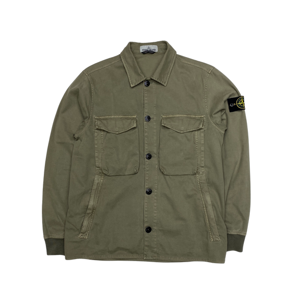 Stone Island 2019 Olive Green Thick Cotton Overshirt