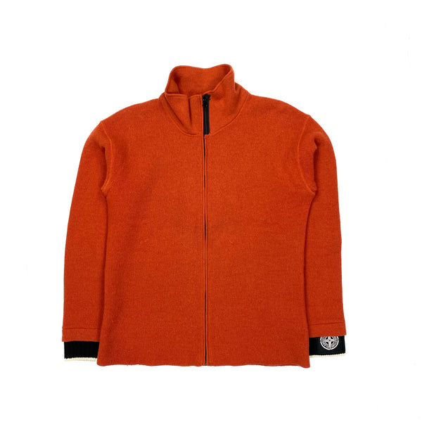 Stone Island 2004 Vintage Orange Wool High Neck Jumper