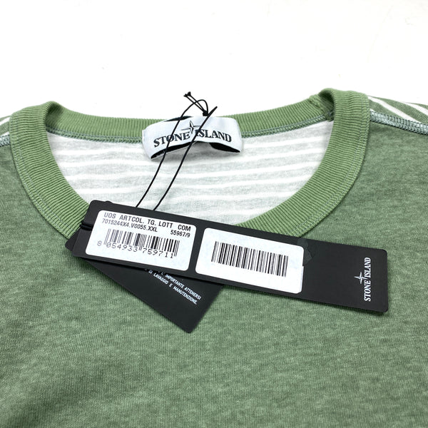 Stone Island Green Striped Marina Long Sleeved Top