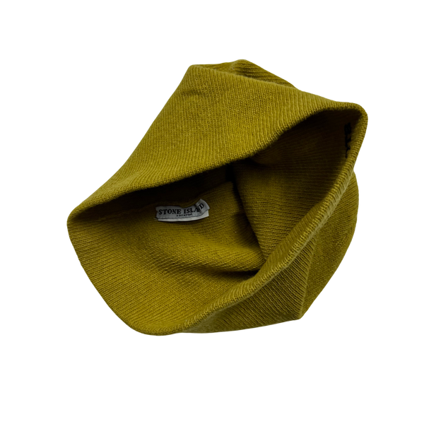Stone Island Mustard Yellow Spellout Beanie Hat