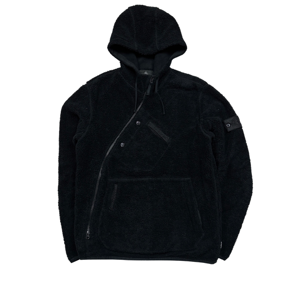 Stone Island 2017 Black Teddy Fleece Shadow Project Hoodie - Large