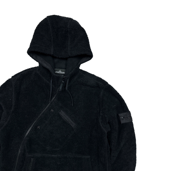 Stone Island 2017 Black Teddy Fleece Shadow Project Hoodie - Large