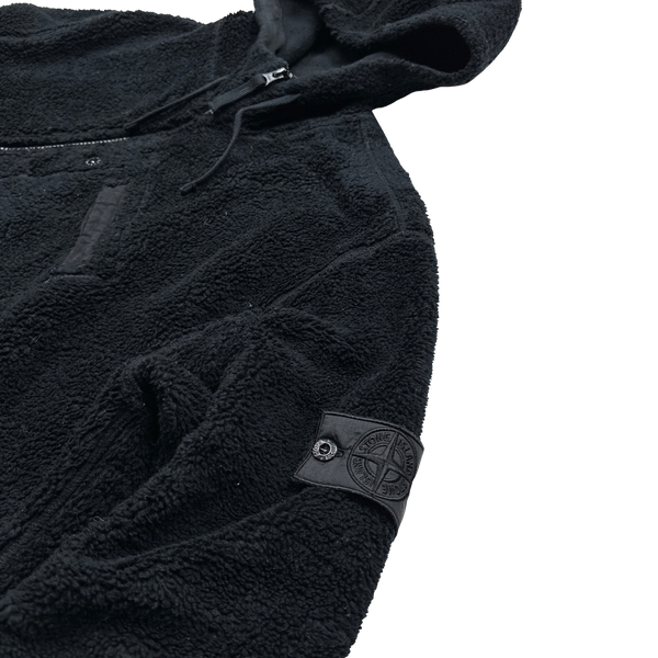 Stone Island 2017 Black Teddy Fleece Shadow Project Hoodie - Large