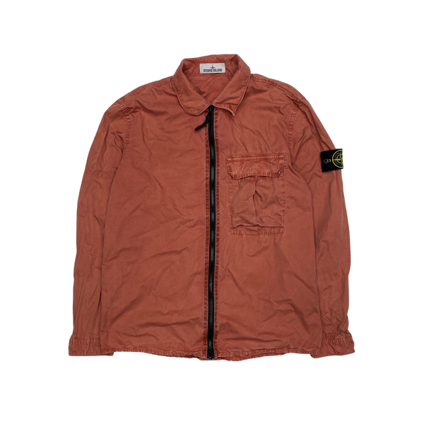 Stone Island 2019 Brick Red Cotton Zipped Overshirt