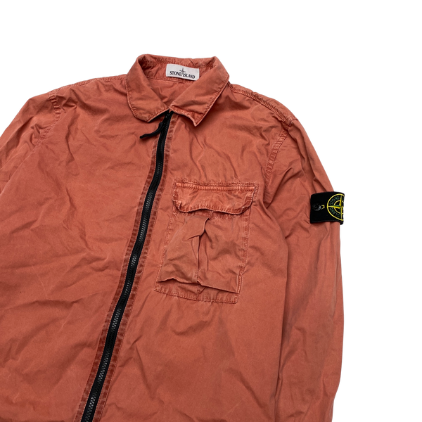 Stone Island 2019 Brick Red Cotton Zipped Overshirt