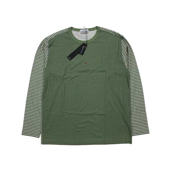 Stone Island Green Striped Marina Long Sleeved Top