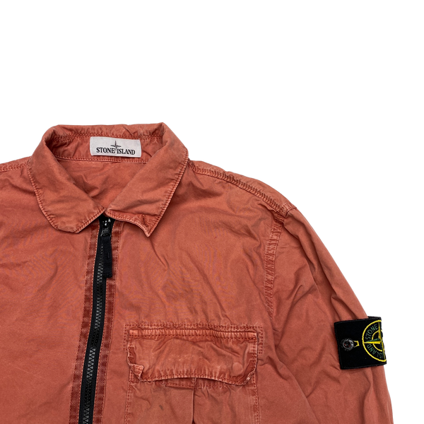 Stone Island 2019 Brick Red Cotton Zipped Overshirt