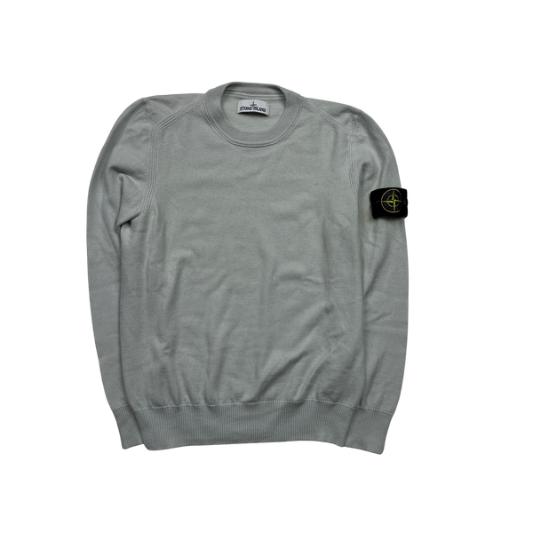 Stone Island Grey Crewneck Wool Knit Jumper - Small