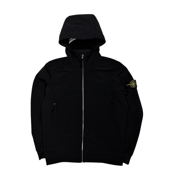 Stone Island Black Soft Shell E Dye Hooded Jacket