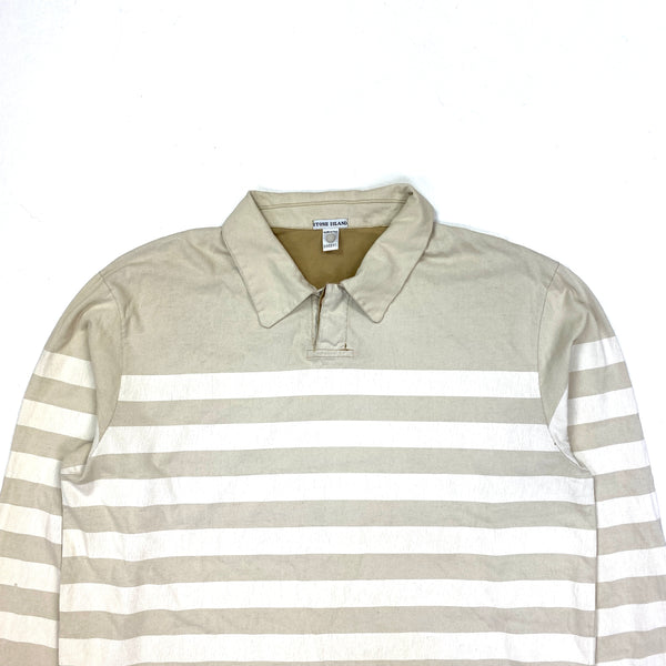 Stone Island 2001 Vintage Painted Striped Spellout Rugby Top