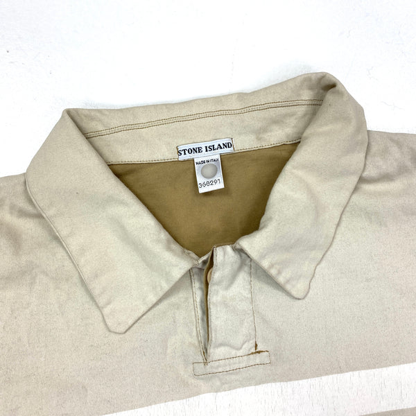 Stone Island 2001 Vintage Painted Striped Spellout Rugby Top