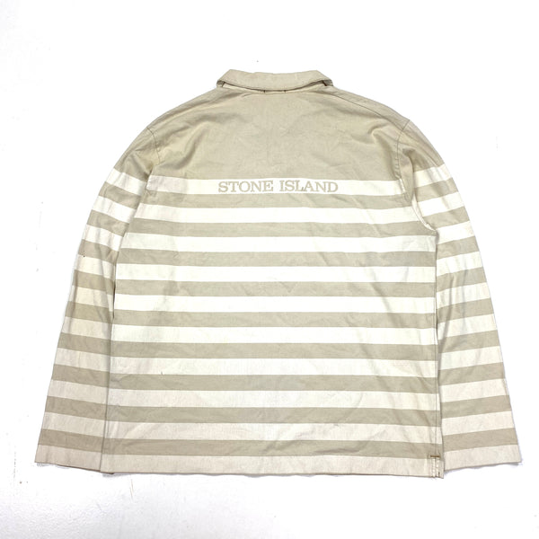 Stone Island 2001 Vintage Painted Striped Spellout Rugby Top